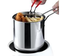 Marmite à friteuse en acier inoxydable avec panier passoire - Mini friteuse pour cuisinière et induction | Petite poêle à frire, ailes de poulet et rondelles d'oignon, outil de cuisine, friture