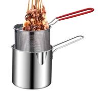 Marmite À Friteuse En Acier Inoxydable - Cuisinière Compacte De Style Japonais, Petit Outil De Cuisine À Économie D'huile | Poêle De Cuisson Profonde Avec Maille Filtrante, Poignée Durable