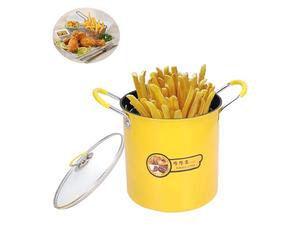 Marmite à friteuse Tempura, mini marmite à friteuse japonaise en acier inoxydable de 3 L avec couvercle de support de filtre à huile pour la cuisine à domicile