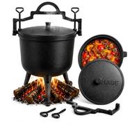 Marmite à goulasch en fonte 4 l 8 l 10 l - Marmite Dutch Oven pour feu de camp, barbecue, camping - Marmite à goulasch hongroise avec couvercle et pieds (10 litres)