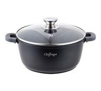 Marmite à Induction Revêtement Antiadhésif Effet Marbre 24cm avec Couvercle Cheffinger Noir Noir G