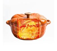 Marmite à mijoter Chaudron antiadhérent émaillée, facile à nettoyer, pour faire sauter le ragoût bouillant Rôtir en conserve (orange A)