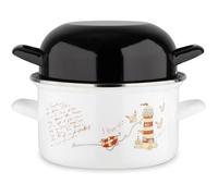 Marmite à moule BAUMALU 20 cm - Décor phares - Couvercle noir - Blanc