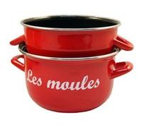 Marmite à moules 24 cm émaillé noire - Baumalu - Rouge - Acier émaillé Rouge G
