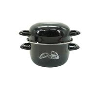 Fackelmann 66039 Marmite à moules en acier émaillé, Marmite à moules individuelle, Marmite à moules noire, Cocotte à moules, coquillages, Acier Carbone, Email, Noir, 20,5 x 26 x 17,5 cm