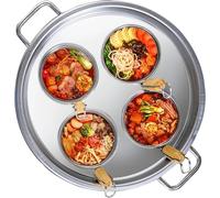 Marmite à pâtes multifonction 4 trous, marmite à soupe en acier inoxydable avec panier et couvercle pour table de cuisson