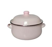 Marmite à ragoût Double oreilles épaisses de 7 pouces, bol soupe en porcelaine émaillée 1,5 l avec couvercle, nouilles instantanées, marmite Induction Pour Les Plats De Tous Les Jours(PInk)