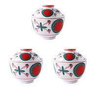 Marmite à soupe 3 pièces Ramequin Ramen Tasse à thé Réutilisable Thé Vapeur Couvercle Miso Plat en céramique Soupe aux légumes Gaiwan Accessoire Cubilose Riz Oeuf Petit Fu Vapeur Ménage Marm