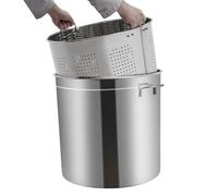 Marmite à soupe 50 l en acier inoxydable avec couvercle et panier, cuisson à la vapeur, friture et filtration rapide avec cuisinières à gaz, cuisinières électriques, cuisinières à induction et flammes