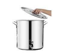 Marmite à soupe avec couvercle - Marmite, marmite à lait épaisse avec robinet, avec couvercle en acier inoxydable, fond composite, seau à vin de 5 à 90 l