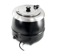 Marmite à soupe bain-marie 8 L - inox, revêtement noir, ø34 cm, couvercle à charnière, 435W