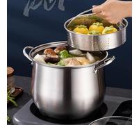 Marmite À Soupe - Casserole À Soupe, Cuiseur Vapeur En Acier Inoxydable, Poêle Antiadhésive À Double Poignée Résistante À La Chaleur Avec Couvercle, Adaptée Aux Soupes, Ragoûts Et Pâtes(28cm/12L)