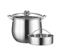Marmite À Soupe - Casserole À Soupe, Marmite Pour Soupes, Ragoûts Et Pâtes, Casserole À Lait À Double Poignée Avec Couvercle, Faitout En Acier Inoxydable Avec Panier Vapeur(28cm/12L)