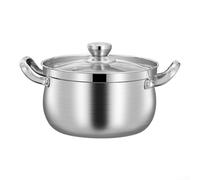 Marmite à soupe de 24 cm en acier inoxydable avec couvercle en verre, compatible avec les plaques à induction et à gaz, prévention des débordements pour une cuisson sûre des soupes et légumes