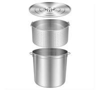 Marmite à soupe en acier inoxydable 50 l 51,5 x 51,5 x 50 cm avec couvercle et panier, casserole gastronomique pour cuisinières et grandes cuisines