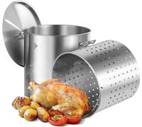 Marmite à soupe en acier inoxydable - 79,5 L Marmite - Marmite à sauce avec couvercle à panier - Idéal pour les soupes et les sauces - Ustensile de cuisine de qualité supérieure