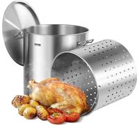 VEVOR Marmite en Acier Inoxydable Cuisine 79,5 L avec Panier Couvercle Poignée