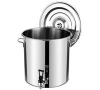 Marmite à soupe ronde en acier inoxydable avec couvercle et robinet 45 l avec poignées douces au toucher, idéale pour transporter du vin, de l'huile, du lait et des liquides