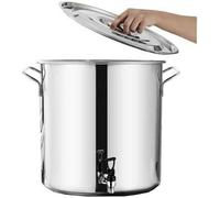 Marmite à soupe ronde en acier inoxydable avec robinet, marmite à soupe ronde avec poignées douces au toucher, seau à vin à fond Compos avec robinet, 5-90 L