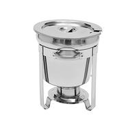 Marmite à soupe ronde en acier inoxydable de 7 l avec couvercle et porte-combustible pour sauces, ragoûts, soupes, bouillons et autres liquides