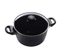 Marmite à soupe Swiss Diamond 24,1 cm (5,5 Qt) en aluminium avec revêtement antiadhésif en diamant à induction, couvercle inclus - Sans PFOA, passe au lave-vaisselle et au four, gris