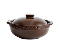 Marmite à soupe traditionnelle en céramique avec couvercle - Casserole ronde résistante à la chaleur avec double poignée et couvercle - Ustensiles de cuisine professionnels pour la maison - 2,5 L, 4 L