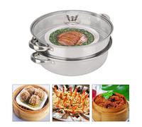 Marmite à Vapeur à 2 Couches, Cuiseur Vapeur en Acier Inoxydable Casserole à Vapeur de Batterie de Cuisine 27cm avec Couvercle pour la Cuisson des Légumes Fruits de mer Soupes et Pâtes