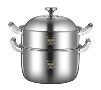 Marmite à Vapeur en Acier Inoxydable 316, marmite à Soupe Double Couche pour ménage Commercial, avec Couvercle, pour cuisinière à gaz/cuisinière à Induction/Grill, Une couleur-26 cm