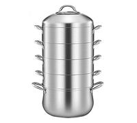 Marmite à Vapeur/marmite à Soupe/Acier Inoxydable 304 de qualité Alimentaire, Fond de marmite Composite à 5 Couches, Fruits de mer cuits à la Vapeur, Petits Pains, Soupe au Poulet cuit, 32 cm