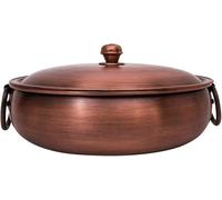 Marmite Antiadhésive en Cuivre Faite à La Main avec Couvercle - Compatible Four pour Ragoûts Et Soupes, Extra épaisse pour Un Nettoyage Facile, Idéale pour Les One Color 32cm/12.6inch