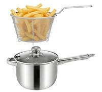 Marmite, avec panier à couvercle Poêle antiadhésive en acier inoxydable | Poêle à frire profonde, pour cuisinière électrique en céramique, cuisson de frites, soupe de fruits de mer, Restaurant à domic