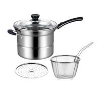 Marmite avec panier - Marmites multifonctions professionnelles en acier inoxydable avec couvercle ventilé, outil de cuisine pour friteuse, pour frites, fruits de mer, crevettes, rondelles d'oignon, pr