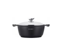 Royalty Line, Casserole à revêtement en marbre de 20 cm + couvercle en verre Aluminium moulé sous pression - revêtement en marbre, Noir