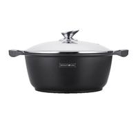 ROYALTY LINE, Casserole, 26 cm, avec couvercle en verre Aluminium moulé sous pression-revêtement en marbre, noir RL-BS26M
