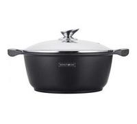 ROYALTY LINE, Casserole en aluminium 30 cm, revêtement en marbre antiadhésif, poignées en silicone, compatible tous feux, idéale pour cuisson saine, couleur marbre