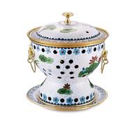 Marmite chinoise cloisonnée en cuivre for une personne, corps épais et pur, design fendu, portable for la maison et l'extérieur(Beige)