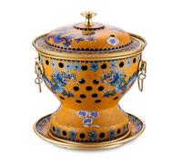 Marmite chinoise cloisonnée en cuivre for une personne, corps épais et pur, design fendu, portable for la maison et l'extérieur(L)