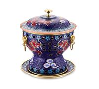 Marmite chinoise cloisonnée en cuivre for une personne, corps épais et pur, design fendu, portable for la maison et l'extérieur(Brown)