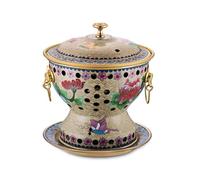 Marmite chinoise cloisonnée en cuivre for une personne, corps épais et pur, design fendu, portable for la maison et l'extérieur(M)