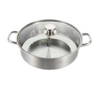 Marmite Chinoise Double Compartiment en Acier Inoxydable 304 pour Gaz | Cuisson de Deux Saveurs Simultanées, Facile à Nettoyer, Compatible Induction et Plaque, Argenté