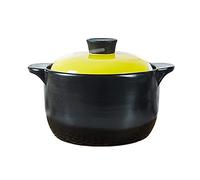 Marmite chinoise en terre cuite, ustensile de cuisine, marmite à ragoût, avec couvercle - noire jaune