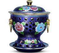 Marmite Chinoise Traditionnelle en Cuivre De Pékin, Modèle Shabu-shabu Mongol à Compartiments Séparés, Idéale pour Les Réunions De Famille Et Les Fêtes Entre Amis. Blue One Size