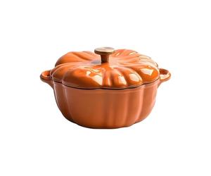 Marmite Cocotte en fonte émaillée en forme de citrouille avec couvercle et intérieur anti-adhésif - Passe au four pour ragoût, ébullition, cuisson, rôti, sauter, mettre en conserve et faire du pain
