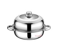 Marmite / Cuiseur Vapeur 28 cm Ménage en Acier Inoxydable Casserole à Soupe avec Insert Vapeur Compatible avec Cuisinières à Gaz et Induction