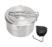 Marmite de Camping 1,5 L en Acier Inoxydable 304 avec Poignée Pliante, Cuisinière Stable avec Couvercle, Marmite de Cuisson, Casserole, Feu de Camp, Bouilloire à café Portable