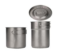 Marmite de camping - Lot de 2 casseroles en acier inoxydable pour randonnée, trekking et randonnée | Bushcraft, équipement de survie, chauffage de nourriture de voyage, kit pour feu de camp et he