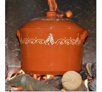 Marmite de cuisson de 9 L en terre cuite décorée - D 25.5 cm