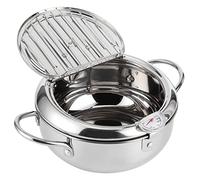 Marmite de Japonais, Mini Friteuse Japonaise Tempura en Acier Inoxydable, Poêle Tempura avec Thermomètre, pour Cuisinière à Gaz, Cuisinière à Induction, Cuisinière
