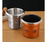 Marmite d'extérieur de style coréen en acier inoxydable avec cuisinière à combustible, casserole coupe-vent pour brochettes de barbecue et cuisson chaude, facile à manipuler avec deux poignées