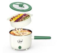 Marmite électrique avec cuiseur vapeur, poêle antiadhésive portable avec double contrôle de puissance, cuiseur électrique Shabu Shabu pour nouilles, flocons d'avoine, pâtes, ramen, 1,5 L (vert)